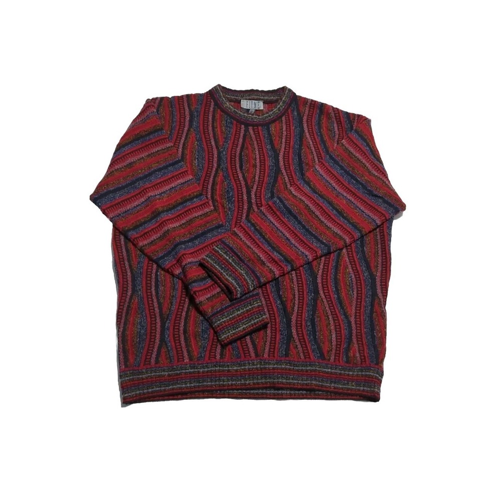 FIUME 3D Knit Thin‎ Sweater Coogie Biggie Style Red Black Size 52 - Picture 3 of 8